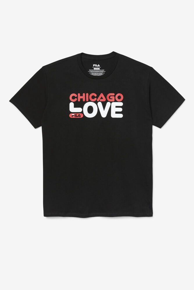 Fila T シャツ メンズ 黒 Chicago Love 6375-AQNWV
